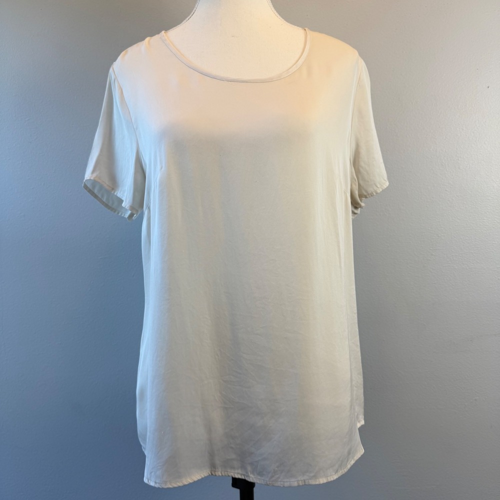Quince Washable Silk Stretch Tee Ivory Medium Minimalist Staple White